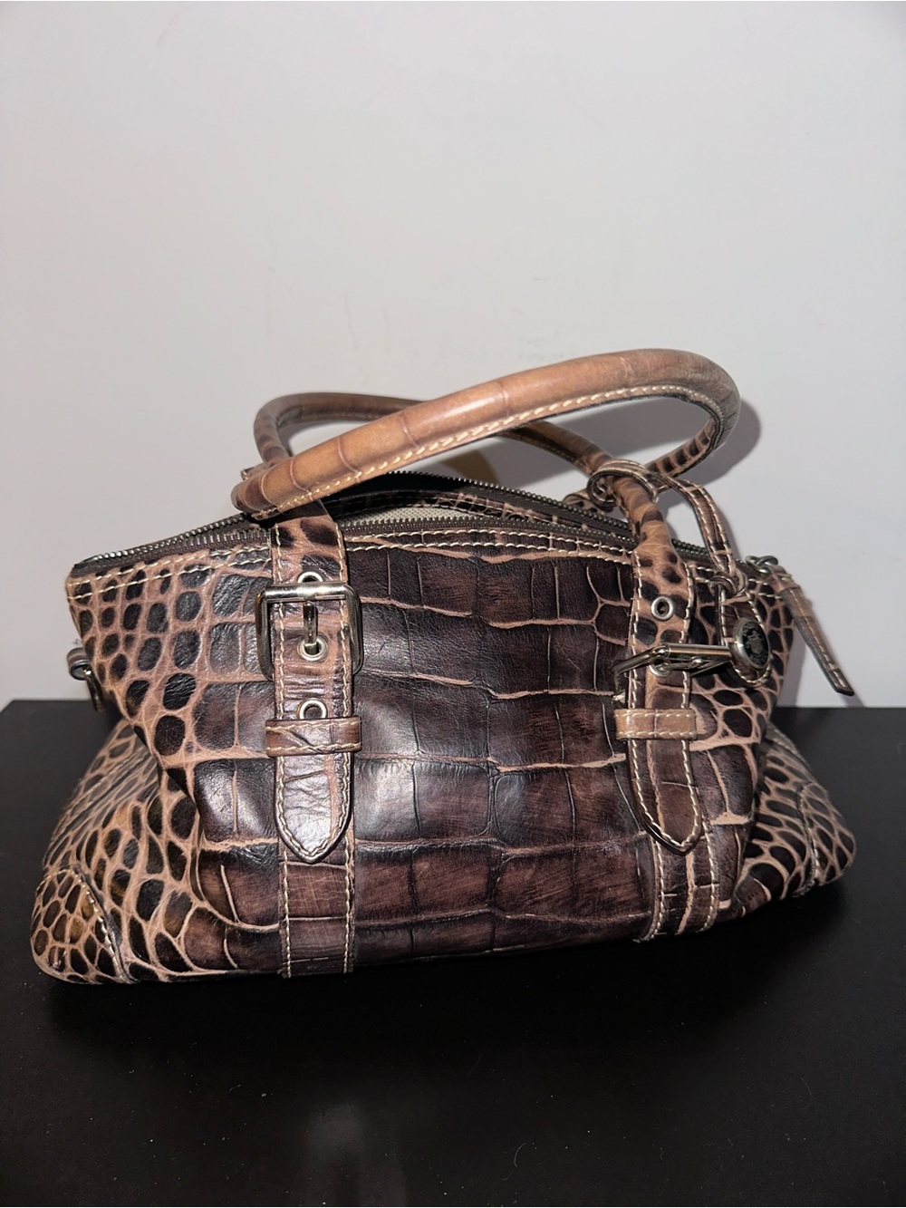 Dooney & Bourke Croc-Embossed Brown Satchel